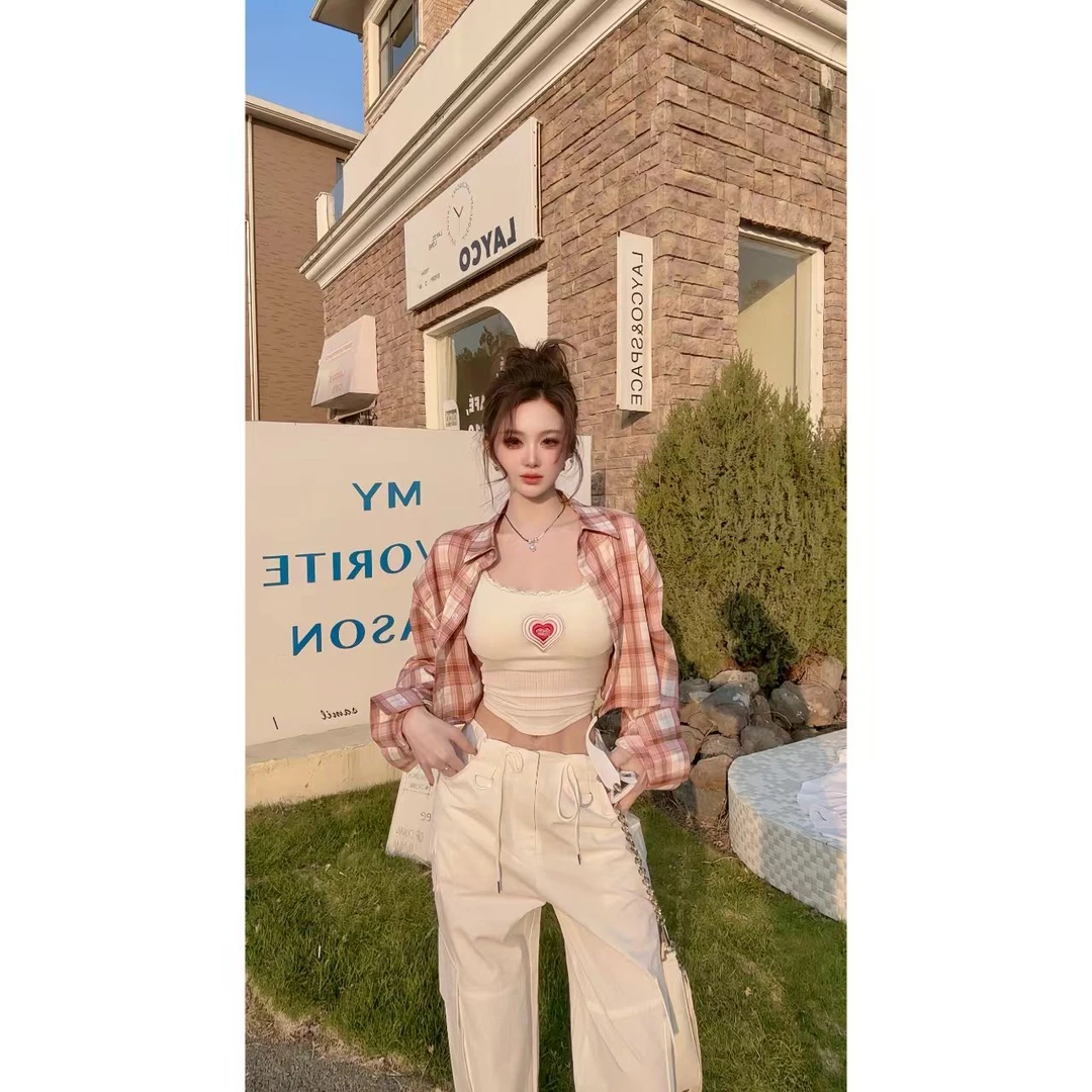 曼曼【格子小调】韩系百搭长袖格子衬衫