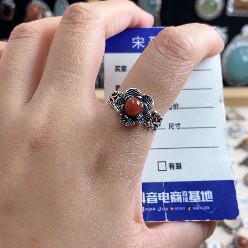 【闪购商品】岫玉戒指银S925镶嵌⭐****?