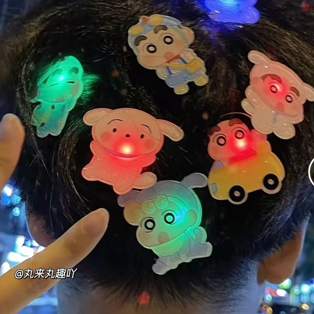 【美美】会发光的蜡笔小新发夹个性创意亮灯夹子可爱刘海夹少女