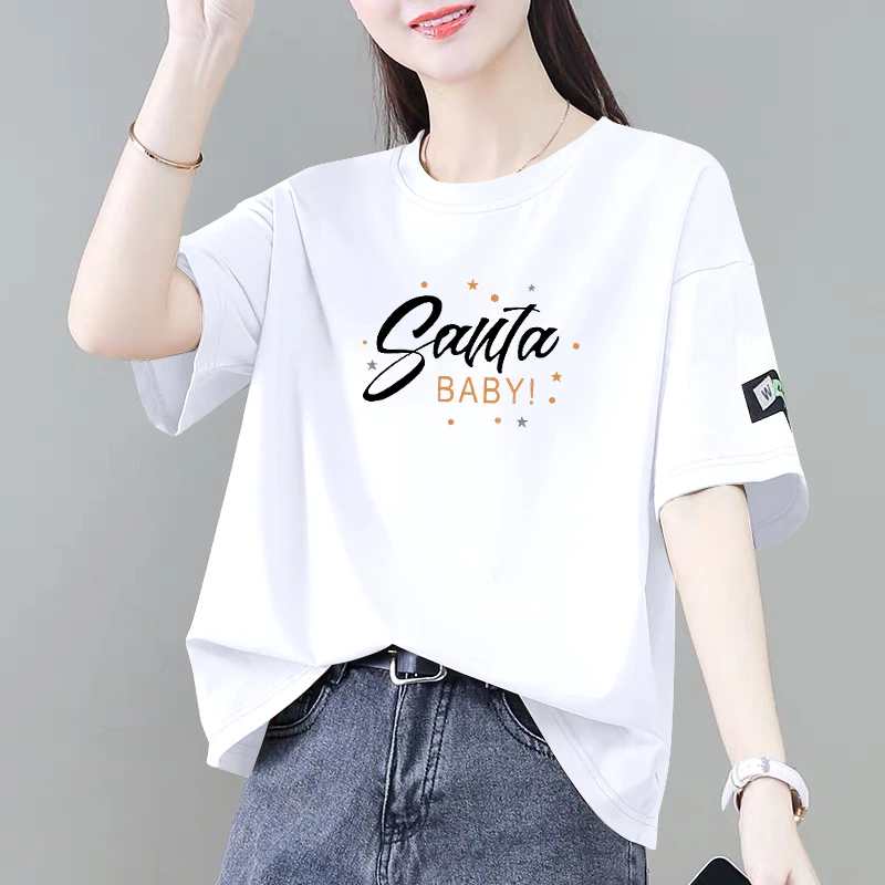 100%纯棉短袖t恤女夏季新款爆款减龄遮肚百搭宽松显瘦大码上衣ins