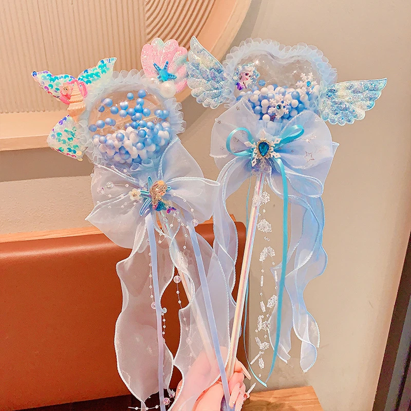 儿童发光魔法棒超仙权杖洛丽塔艾莎公主女童蝴蝶结仙女棒表演道具