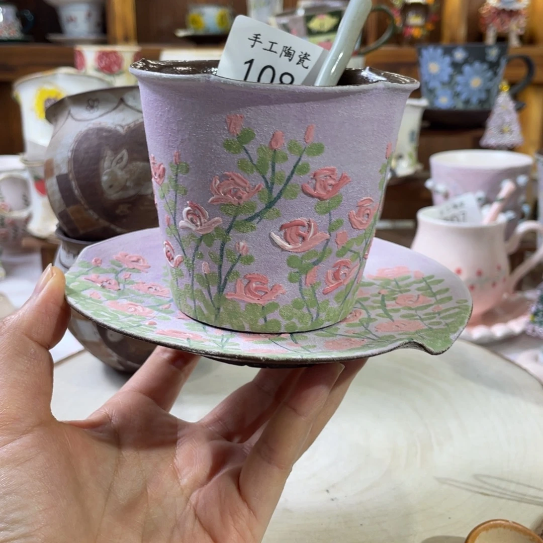 草***齐景德镇手工紫砂岩彩套装108