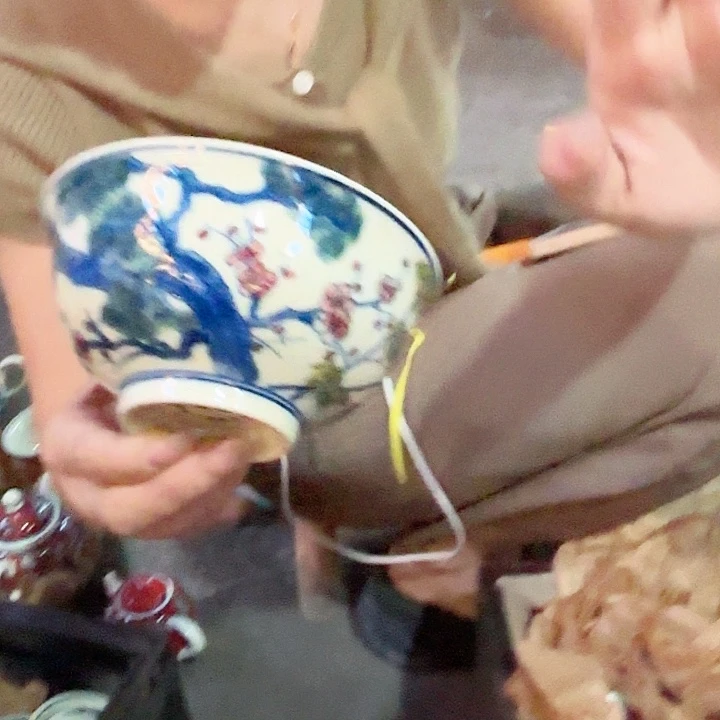 摆件景德镇高温陶瓷岁寒三友