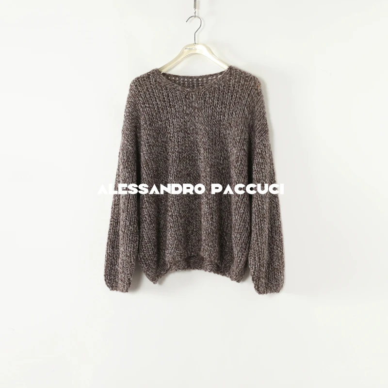 AP洛哥53114ST【云端】山羊绒+桑蚕丝V领落肩长袖时尚保暖套头衫