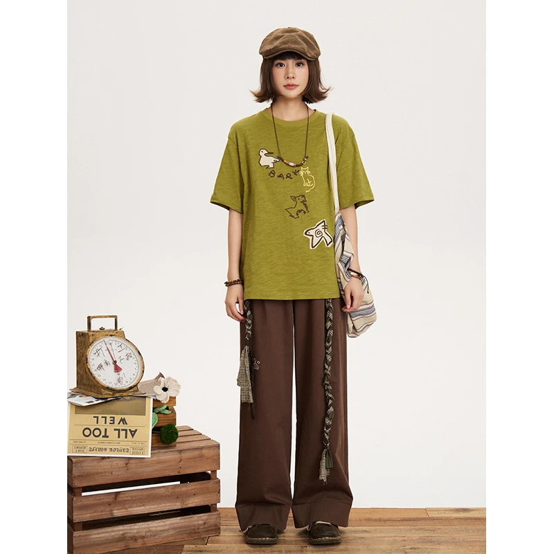 hothorse/火山马ST10028短袖绣花直筒T恤长袖印花夏季中国风