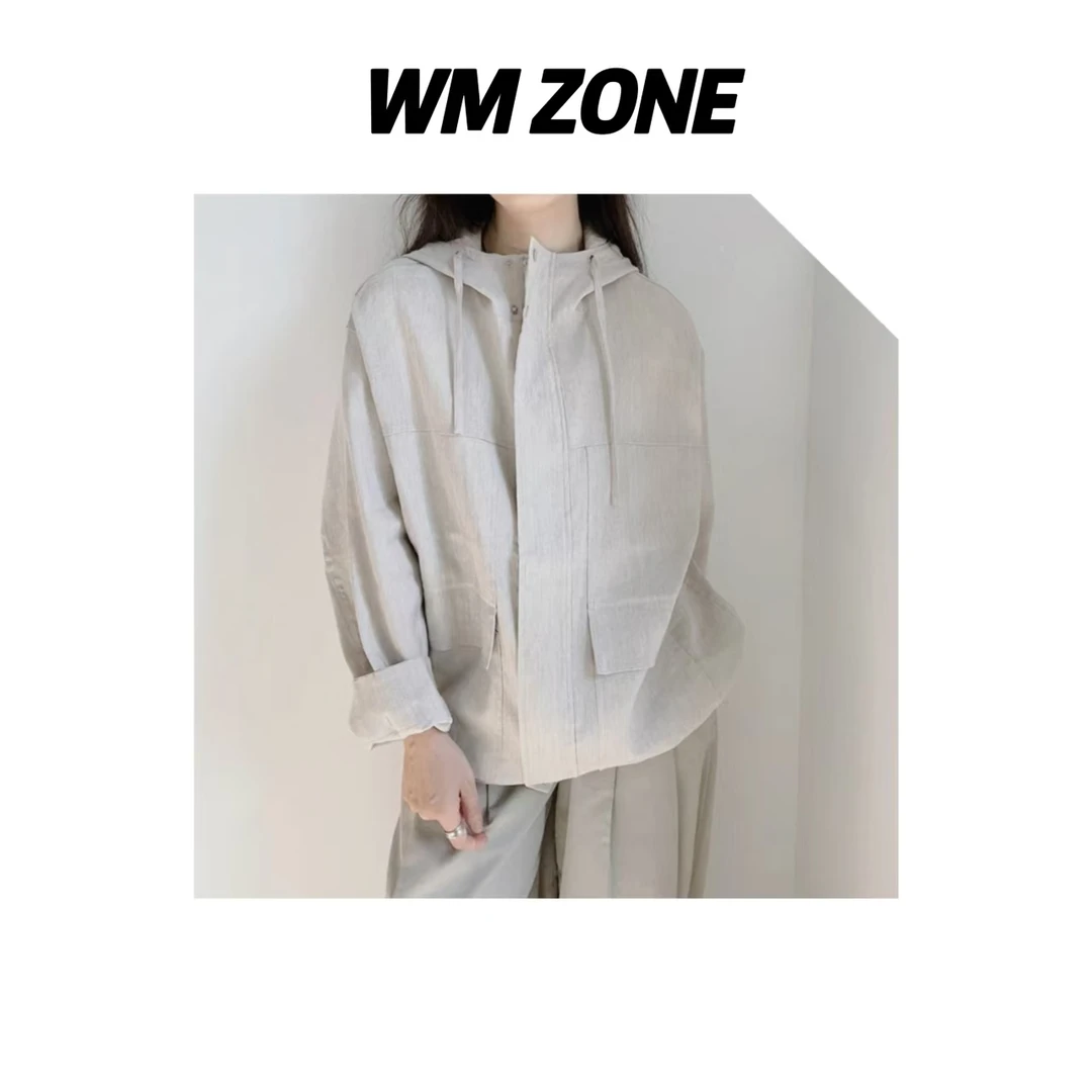 WM 3-3- 3633 2F-921 亚麻贴袋连帽外套