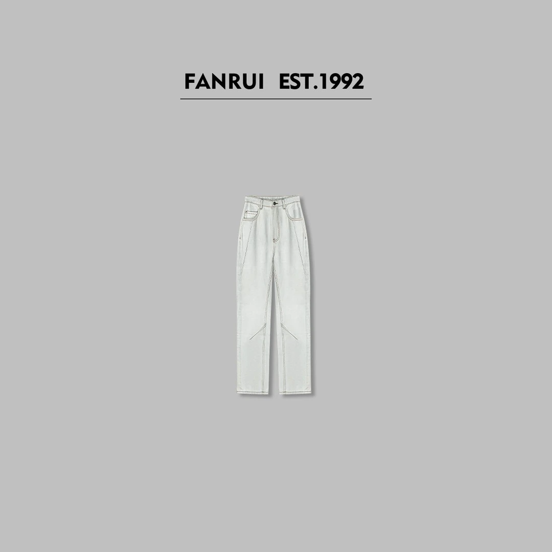 FANRUI/泛芮「费城故事」100棉做旧褶线设计感显瘦牛仔裤B14598