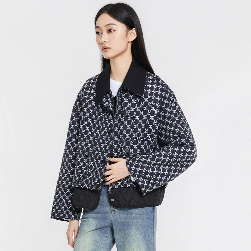 冬季时尚印花棉服外套女内胆可拆卸夹克开衫164Z2207