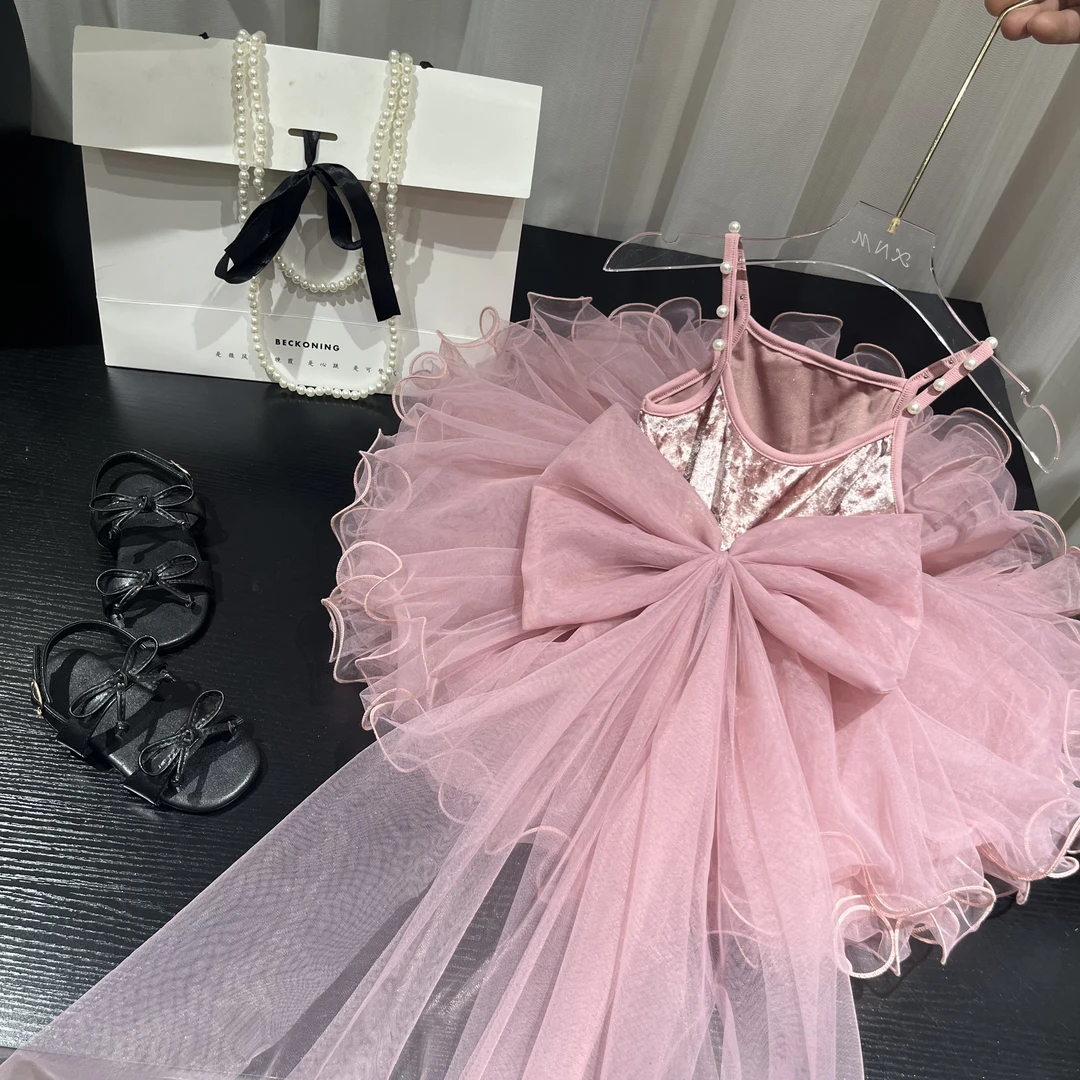 【2】夏季小众设计后背蝴蝶结重工纱纱女童连衣裙