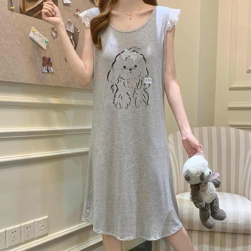 夏季莫代尔背心睡裙女带胸垫可爱学生睡衣家居服薄款无袖