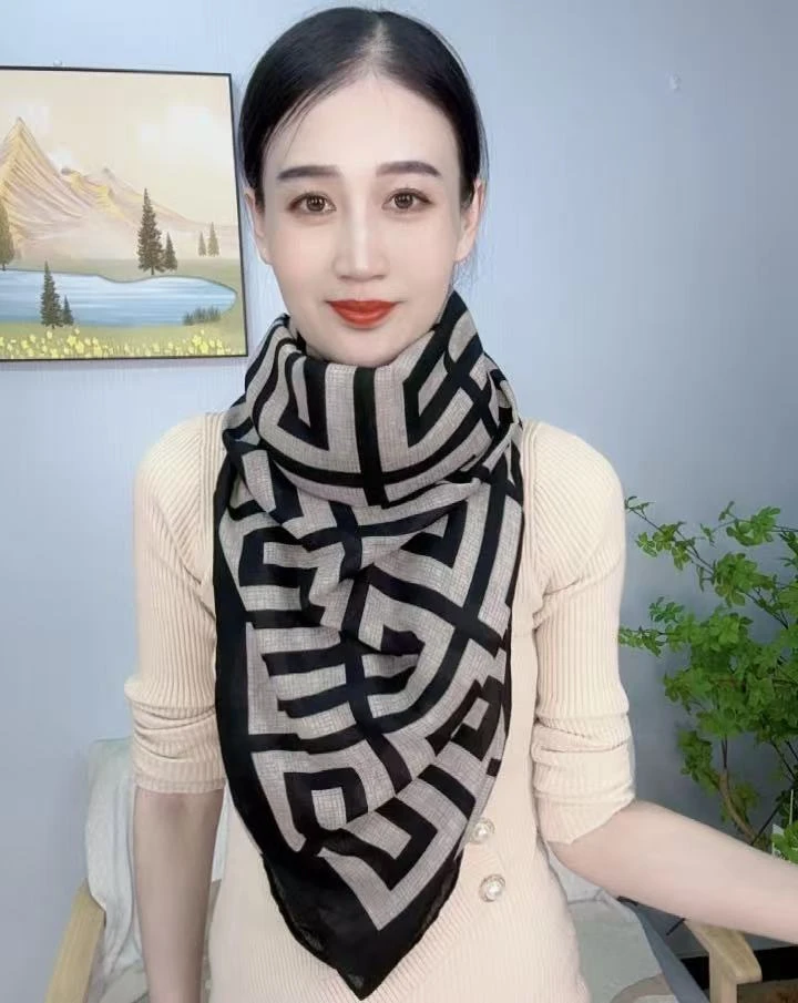 Y2025秋冬新款百搭洋气大气时尚棉麻手感披肩围巾（80*180cm）保暖