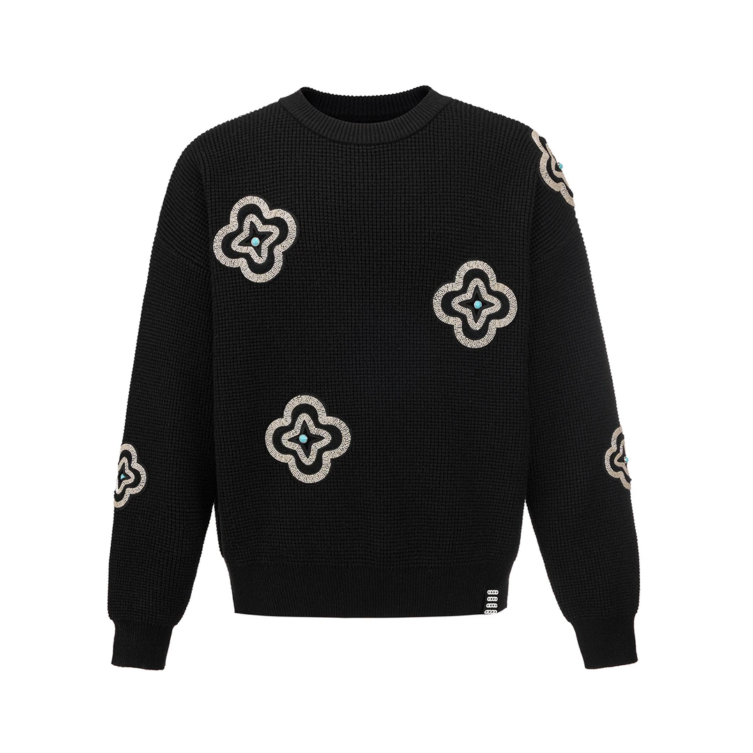 GB-GOODBRAND 2025FW 管珠绣小花徽章轻奢时尚高级感毛衣男女同款