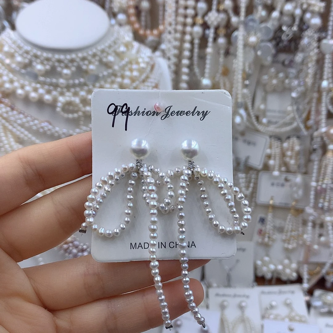 淡水珍珠银S925镶嵌项链耳饰