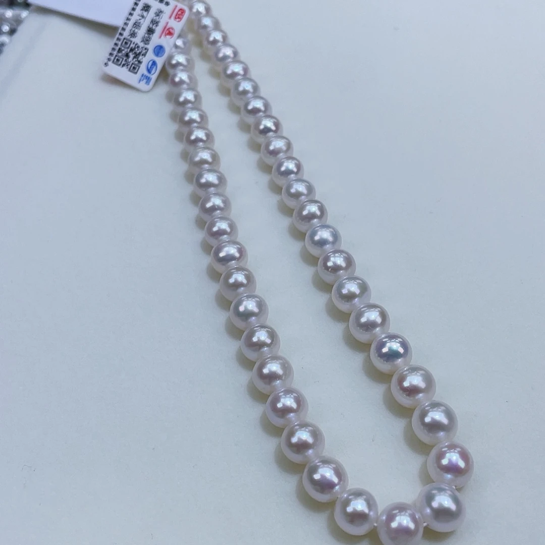 淡水珍珠颈饰银S925镶嵌8/9爆亮炫彩媲美2400