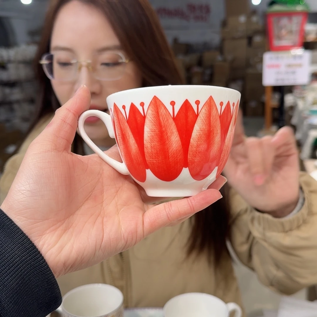 瓷鹅黄咖啡杯220ml1个外贸尾单