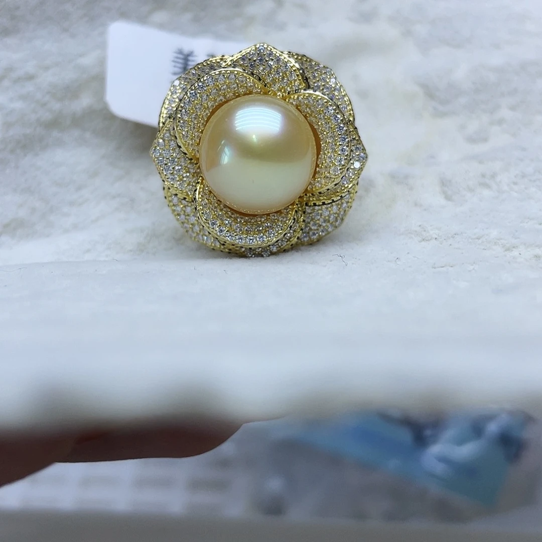 海水珍珠戒圈银S925镶嵌