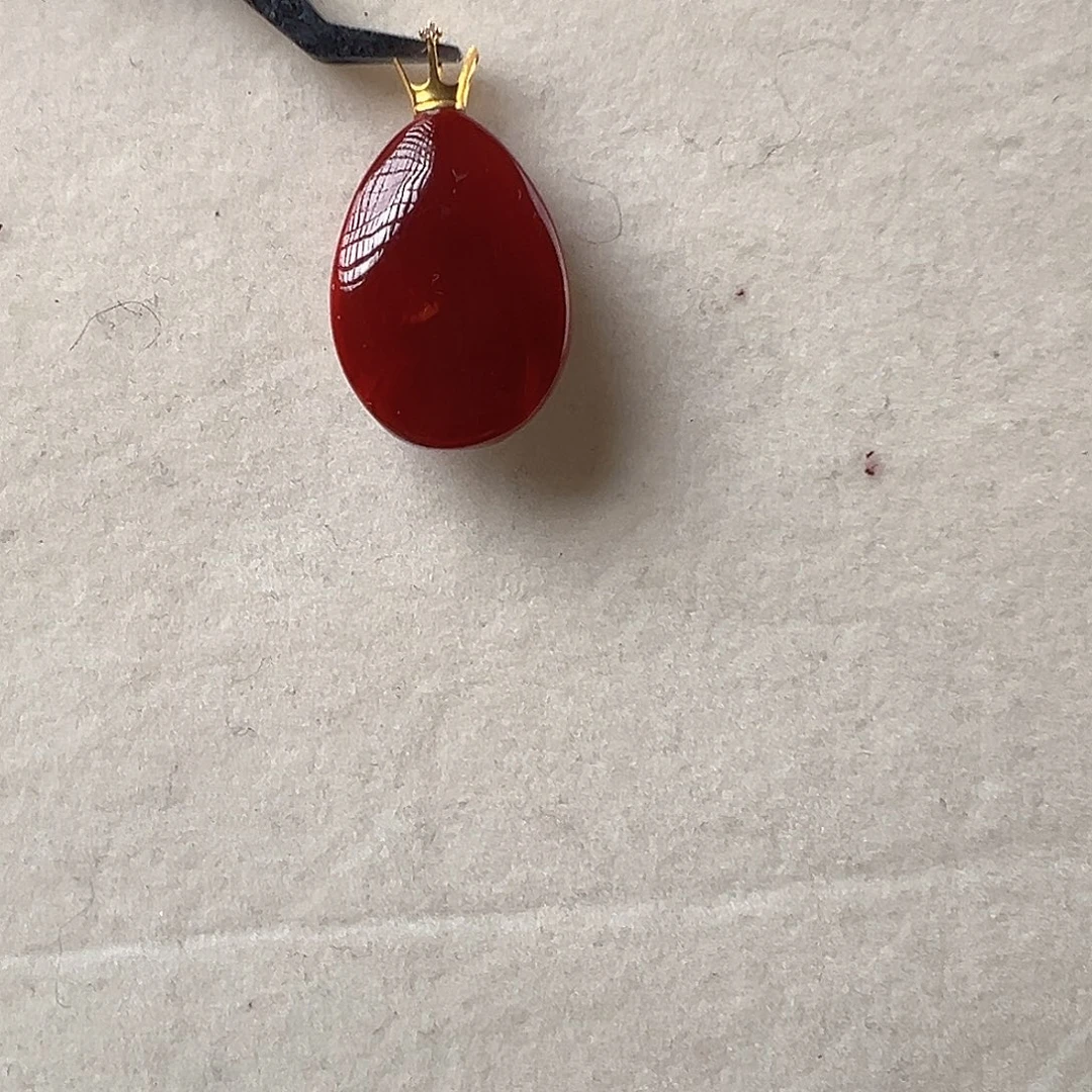 南红玛瑙18K金镶嵌吊坠(不含链)