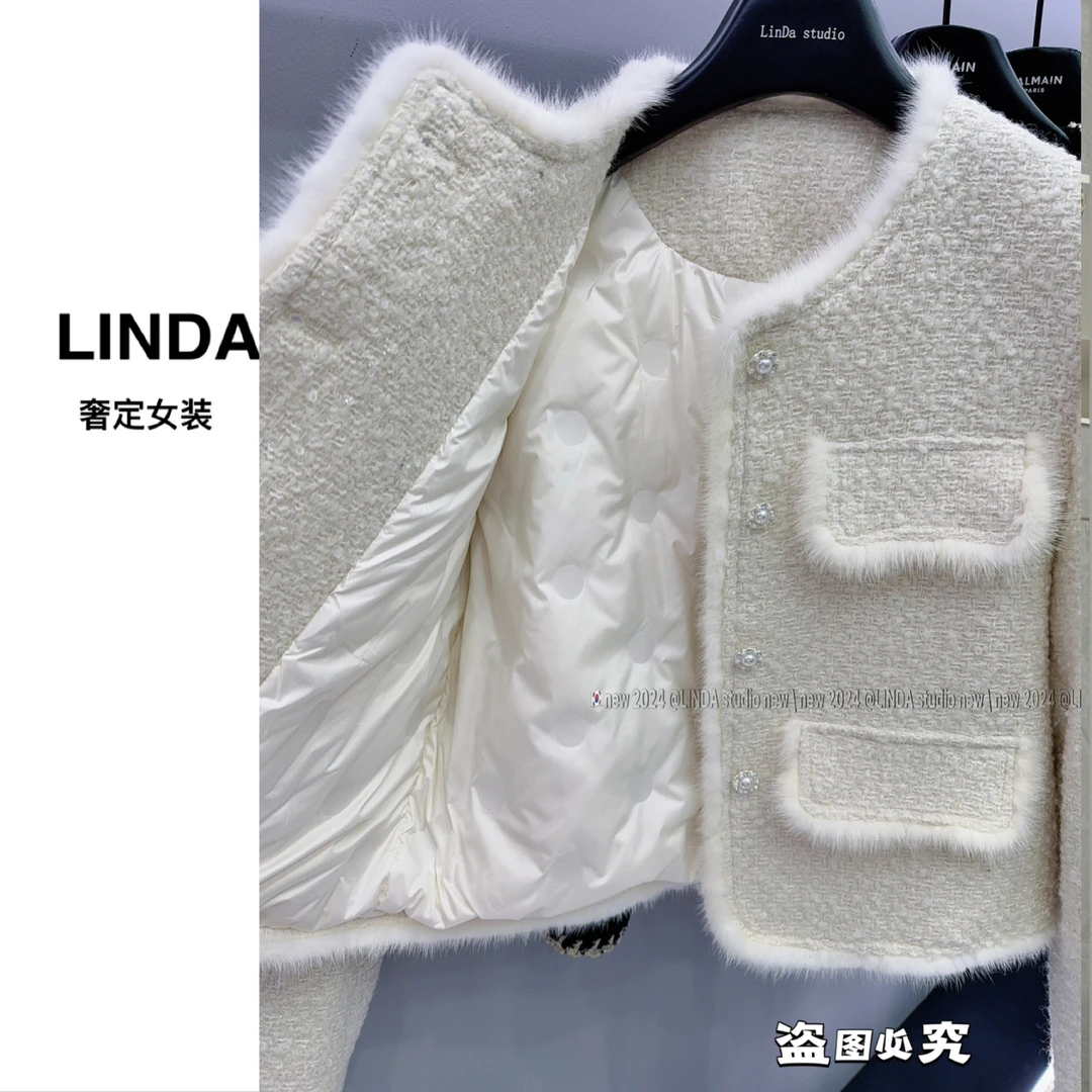 〖初恋小香 现货〗加绒加厚小香风外套女2024冬季新款短款上衣