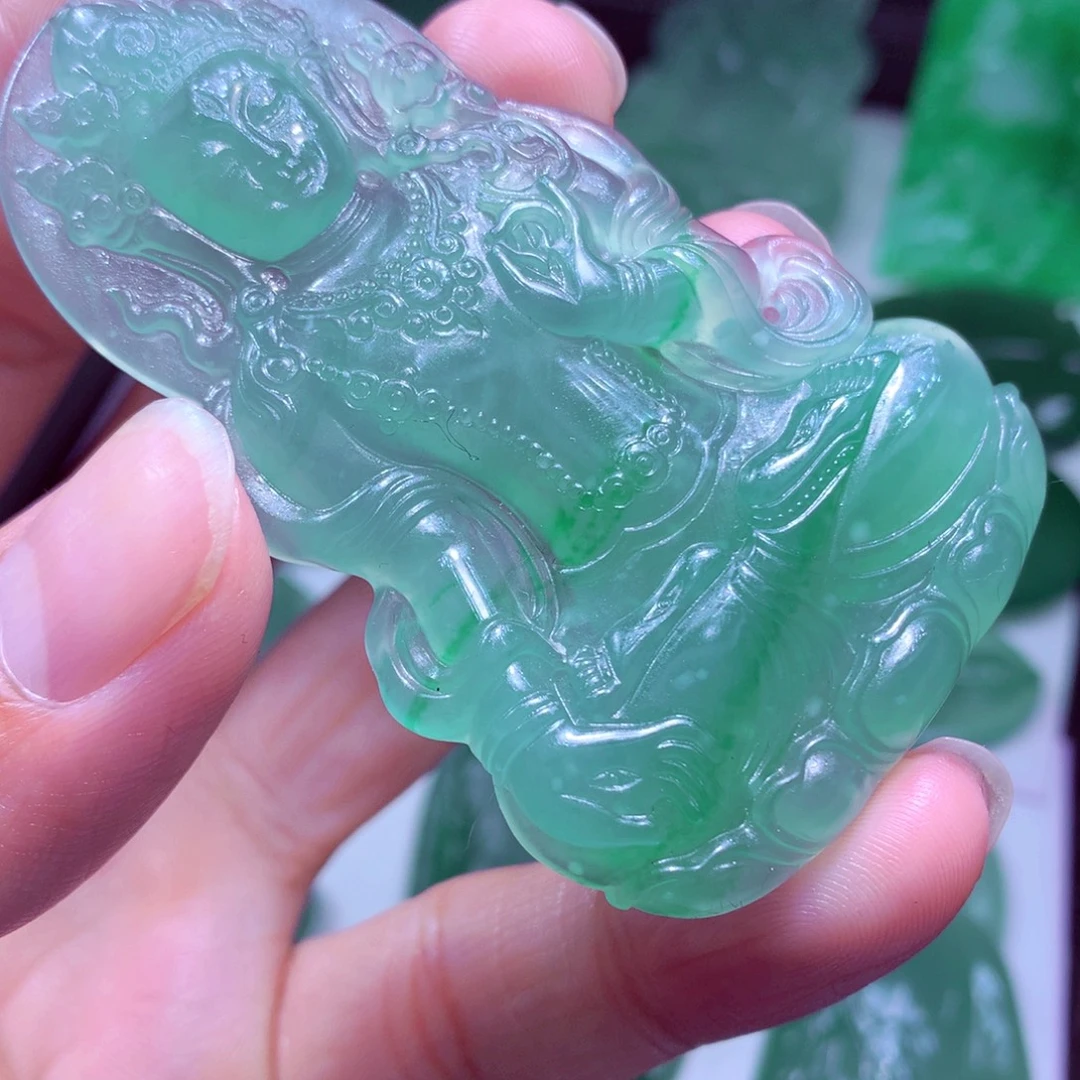 墨****定制翡翠未镶嵌天然翡翠A货毛货挂件