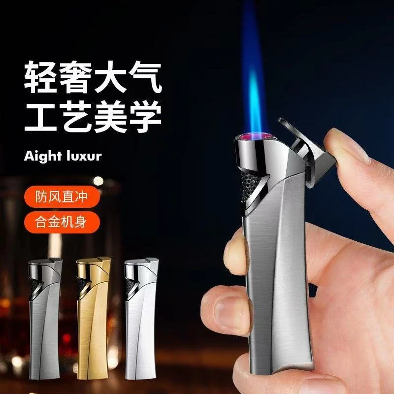 ins原创手工定制心系天下直冲蓝焰充气打火机高级轻奢个性送男友