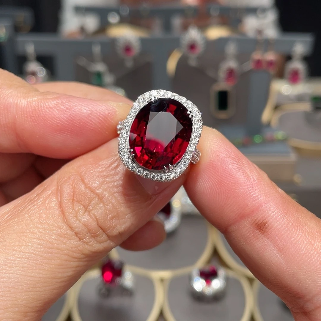 碧玺戒指18K金镶嵌9.05ct