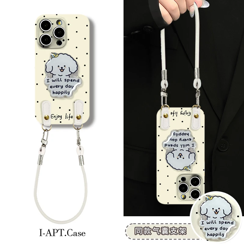 米白小黑波点菲林软壳适用iPhone苹果16手机壳华为oppo小米vivo