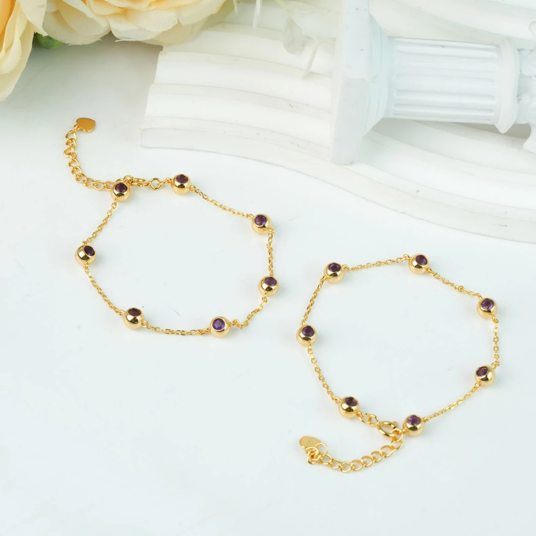 【小北好物】S925银紫水晶手链约4*4mm7颗【多样性发一件】QH161X346