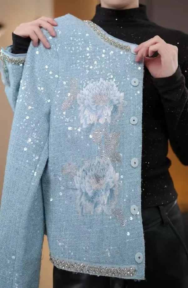 【AL】25早春新款重工刺绣高级感亮片小香风外套