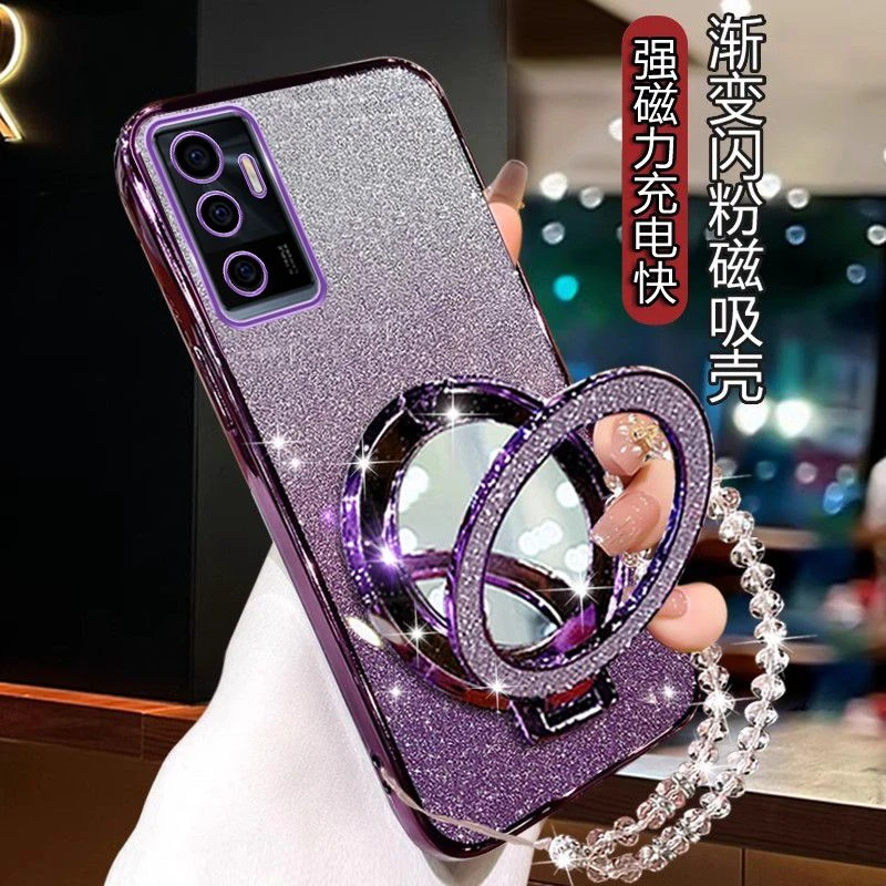 vivoS10e手机壳V2130A带镜子支架全包高级手链透明防摔软壳男女