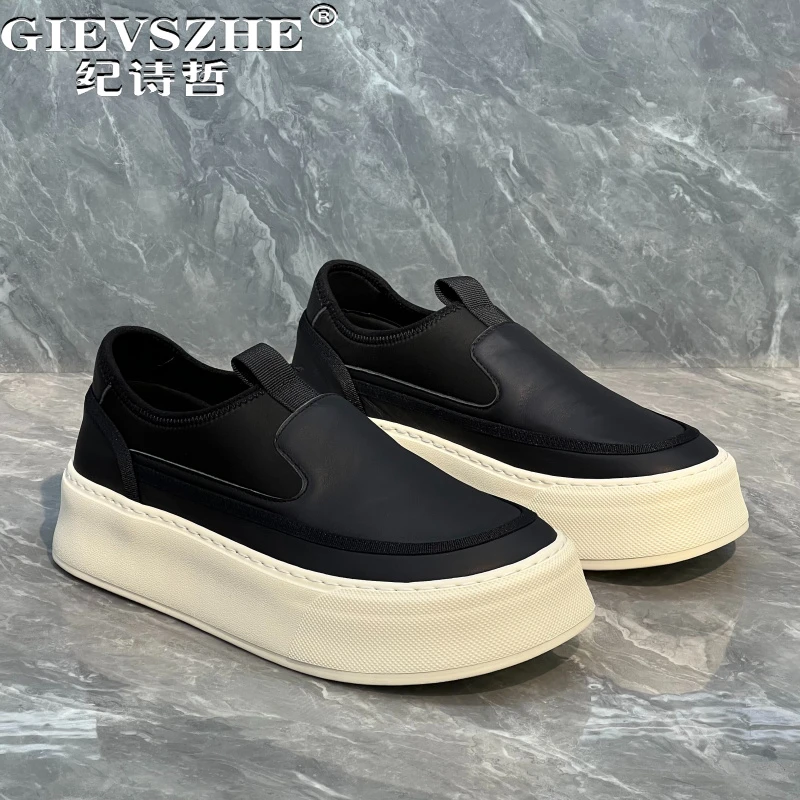 纪诗哲男鞋百搭轻便时尚运动鞋子男款潮流厚底皮鞋休闲轻奢乐福鞋