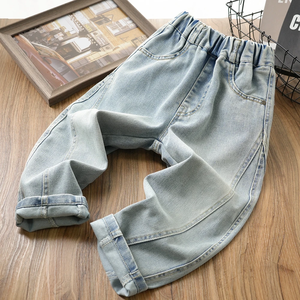 春季百搭弯刀牛仔裤儿童休闲长裤中大童男童日常裤子25CK12