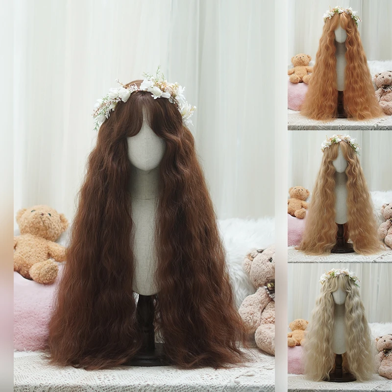 御茶水羊毛卷80cm 几字/八字刘海焦糖金棕亚麻金砂金色