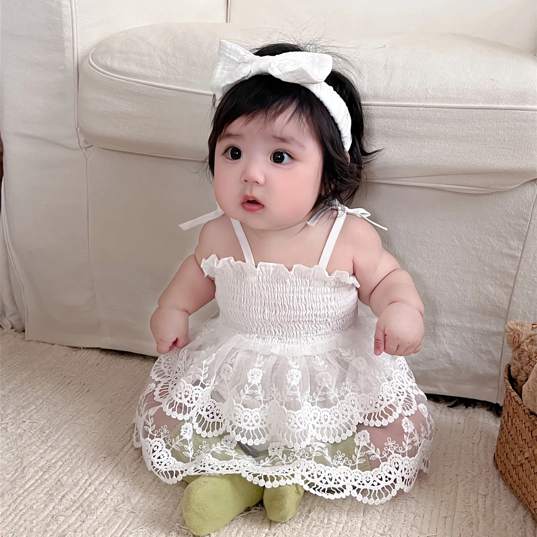 婴儿连衣裙夏季网纱吊带公主裙百日周岁礼服超萌小月龄宝宝哈衣裙