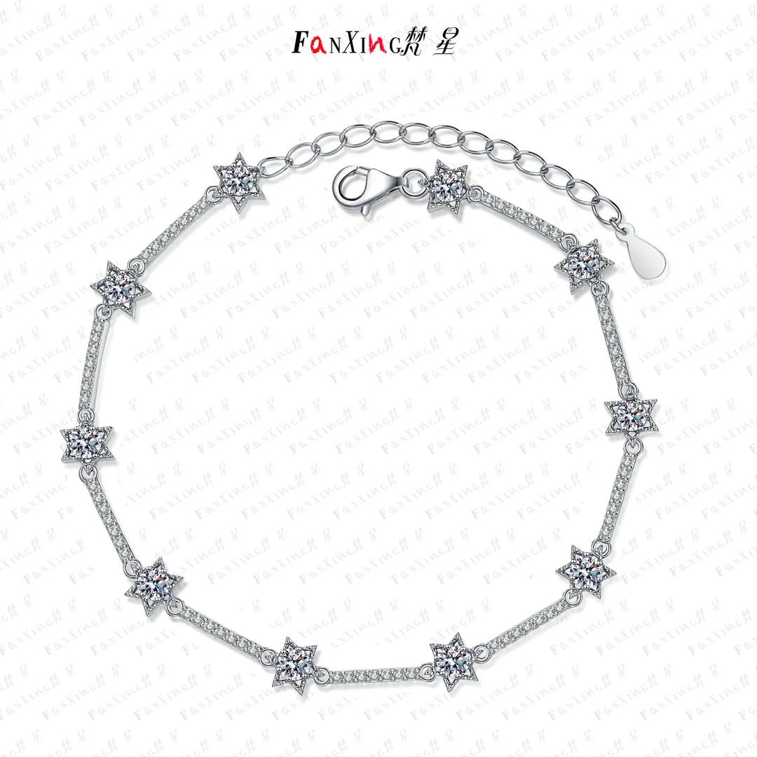 合金莫桑石手链 莫桑石1克拉轻奢镶嵌10全10美星河手链百搭气质