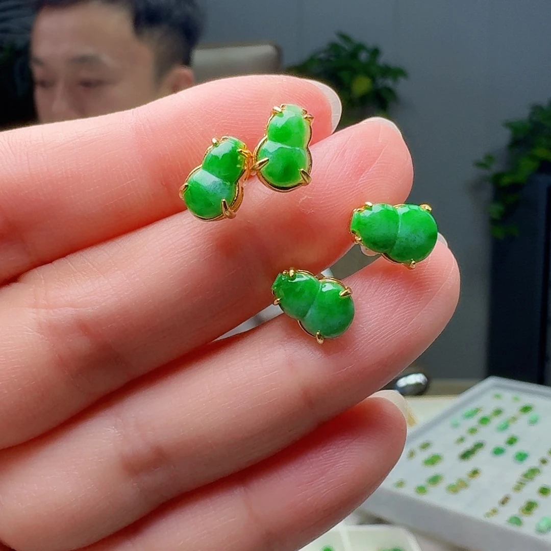 翡翠银S925镶嵌耳饰多样性发货其一