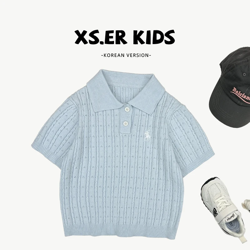 【小首尔】Q现货-男女夏季韩版气质百搭纯色翻领短袖T恤HBB7272