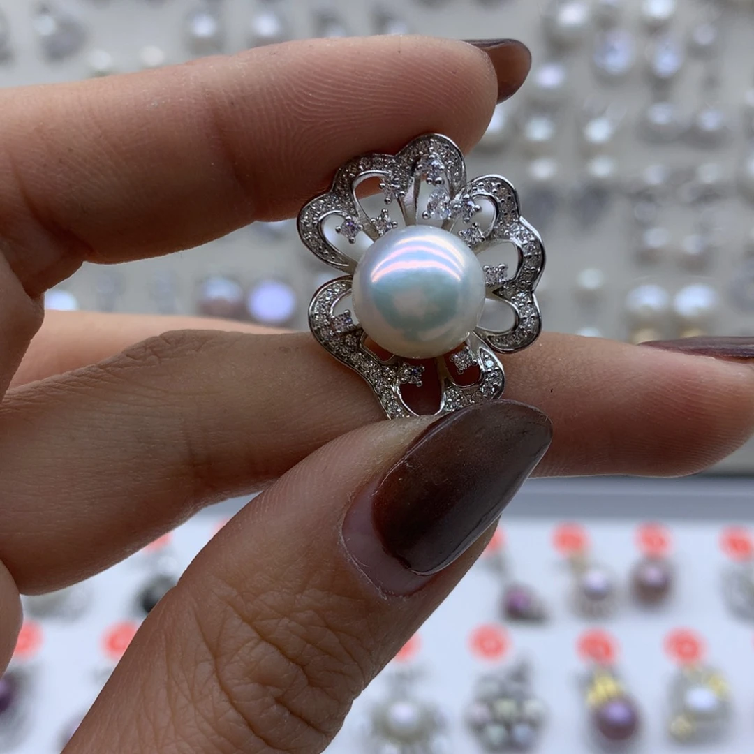 淡水珍珠吊坠(不含链)银S925镶嵌