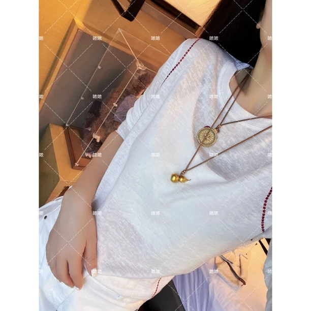 哝NONG【红色缝线】-2025早秋新款拼接红色缝线小标长袖上衣0792770