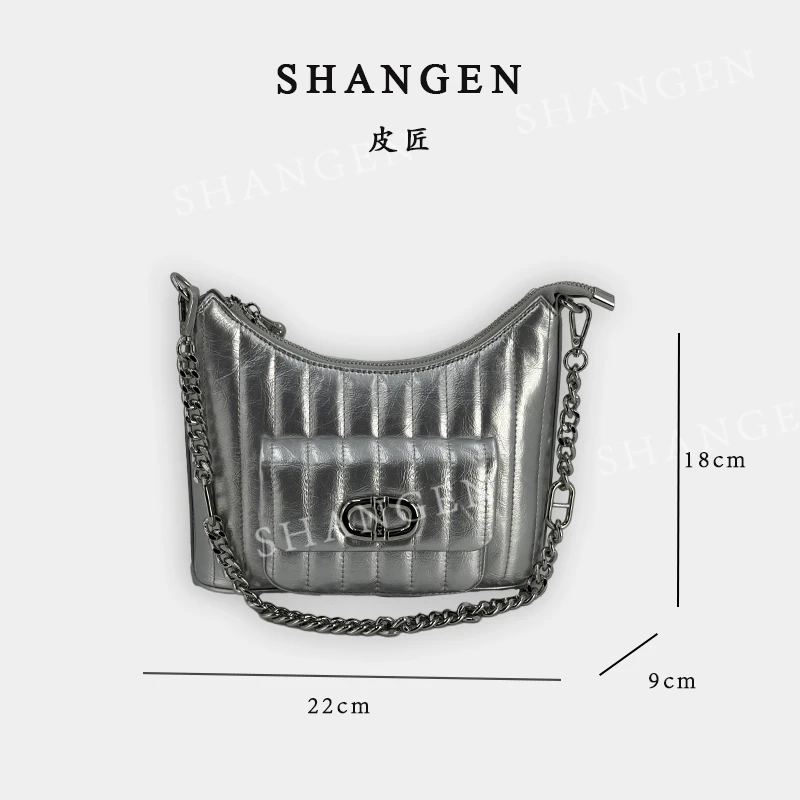 【尚恩CC】QYX-9732-银色-轻奢时尚女士新款单肩斜挎包