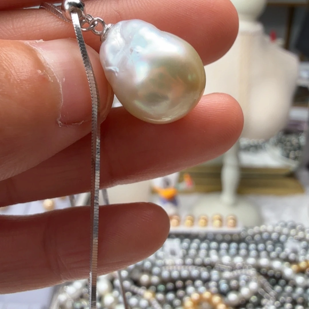 海水珍珠银S925镶嵌颈饰