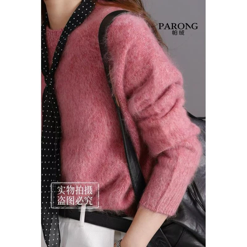 【帕绒】粗针加厚拉毛秋冬新款PR-259296圆领宽松毛衣【不可机洗】