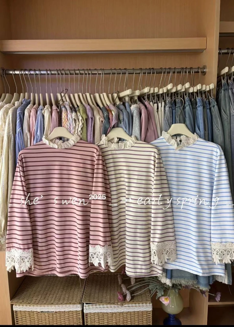 ZXW（603）时尚花边条纹上衣kc