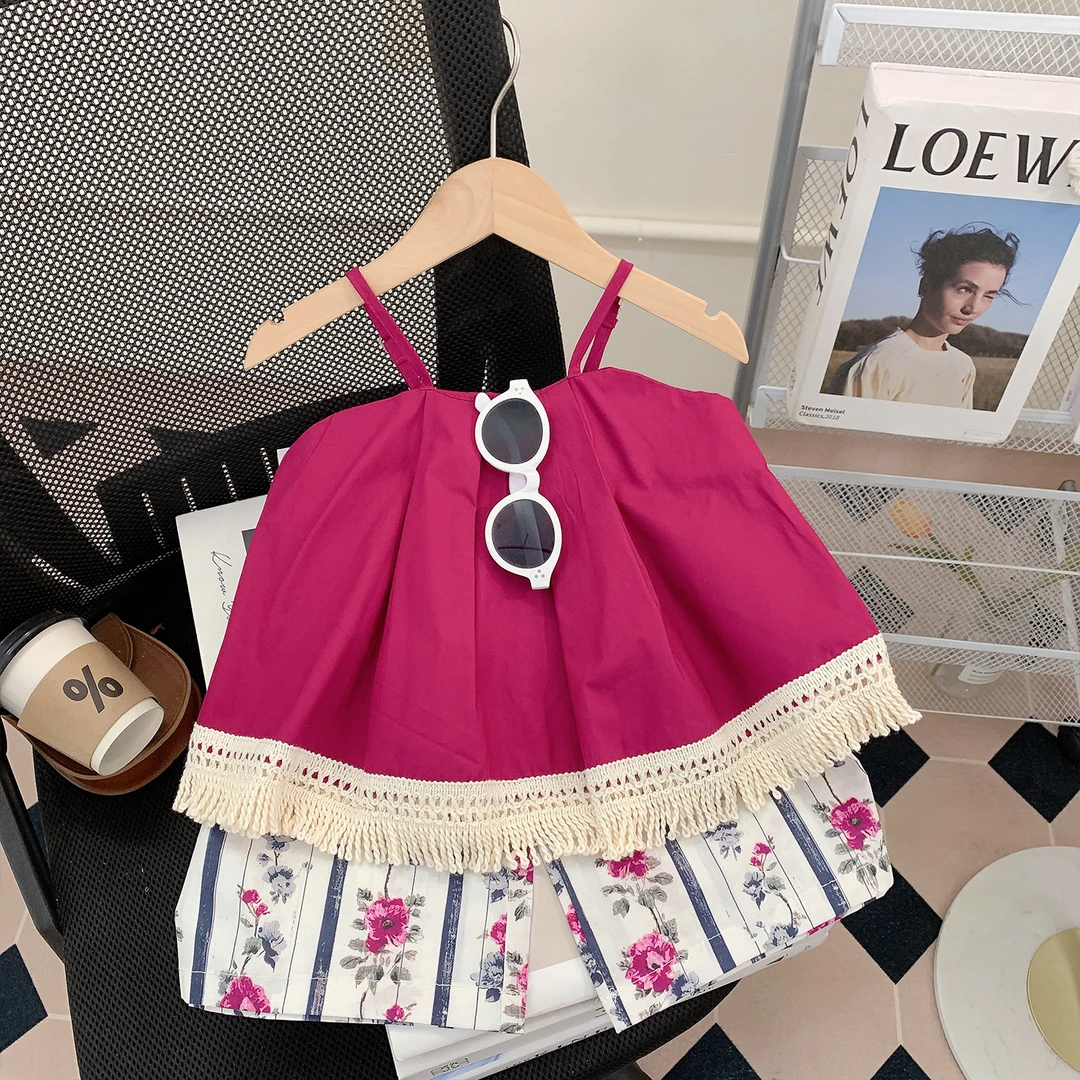 【米家原创】女童套装夏装2025新款洋气儿童吊带上衣薄款裤子衣服