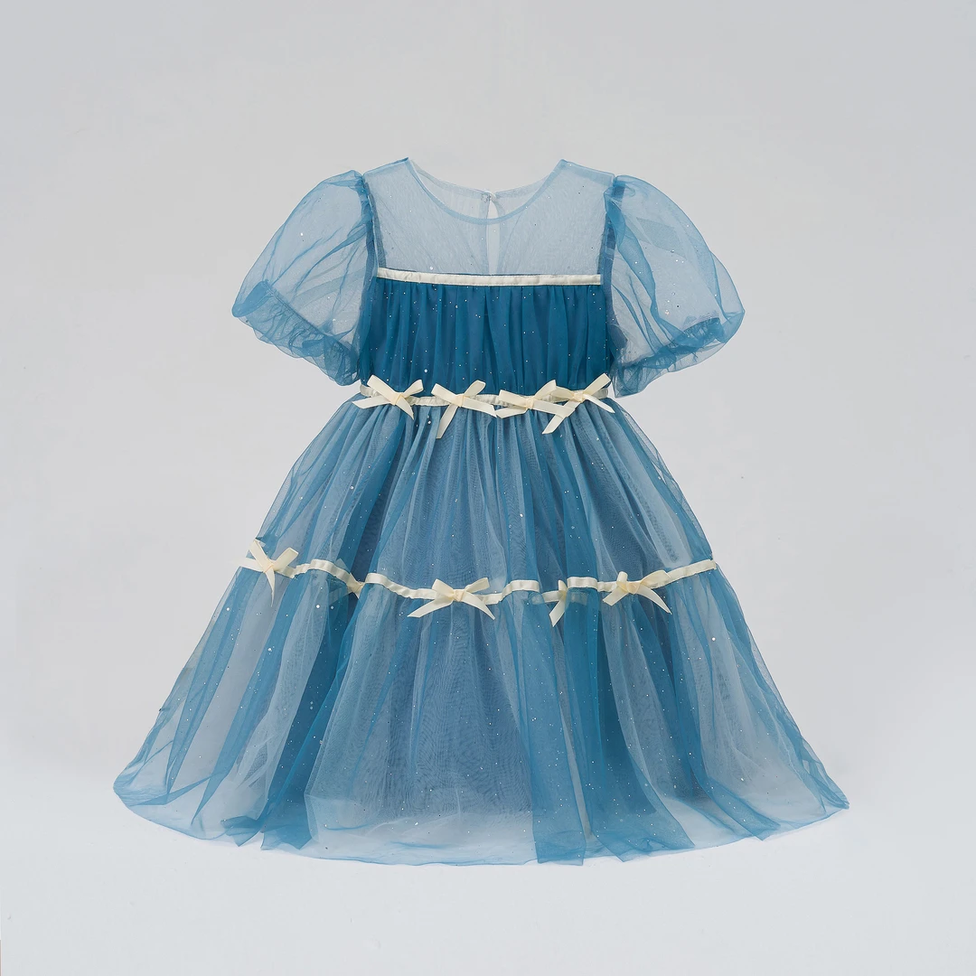 安格72号夏季超仙粉色泡泡袖公主裙生日礼服洋气连衣裙25010061