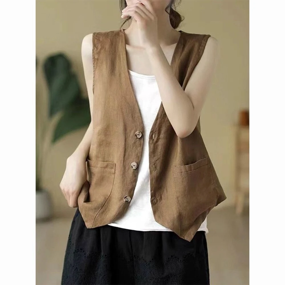 【现货+运费险】休闲马夹女士薄款马甲宽松新款无袖背心坎肩XK15