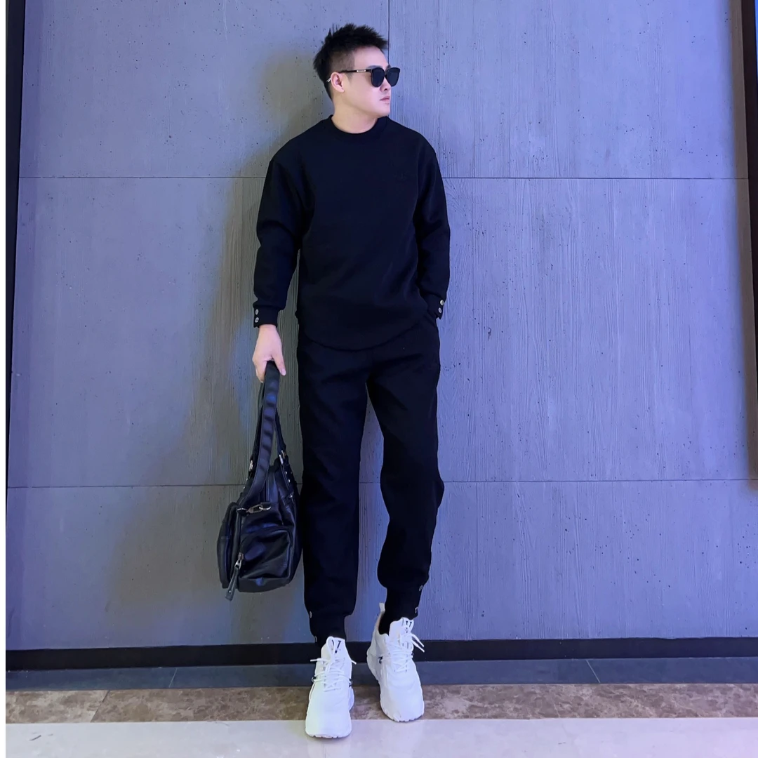 2025秋季新款男士休闲运动套装时尚帅气长袖圆领卫衣洋气时尚套装