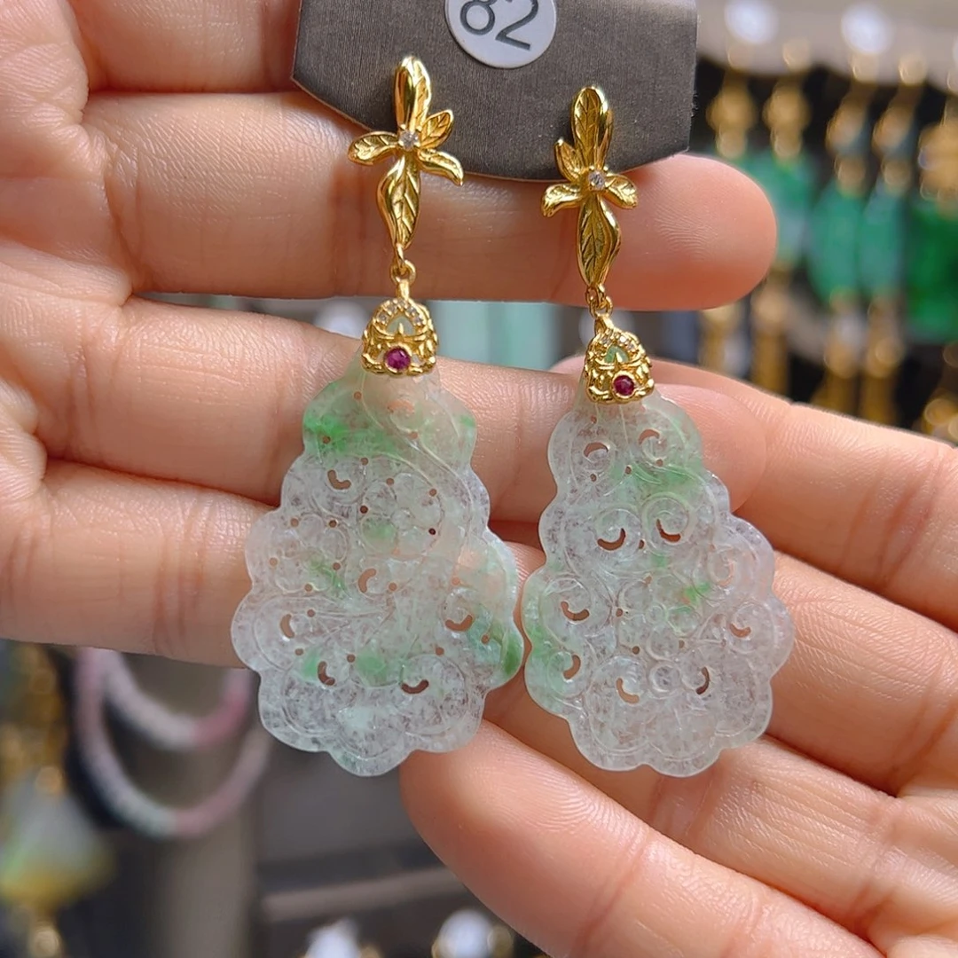 未镶嵌翡翠耳饰呦***闹