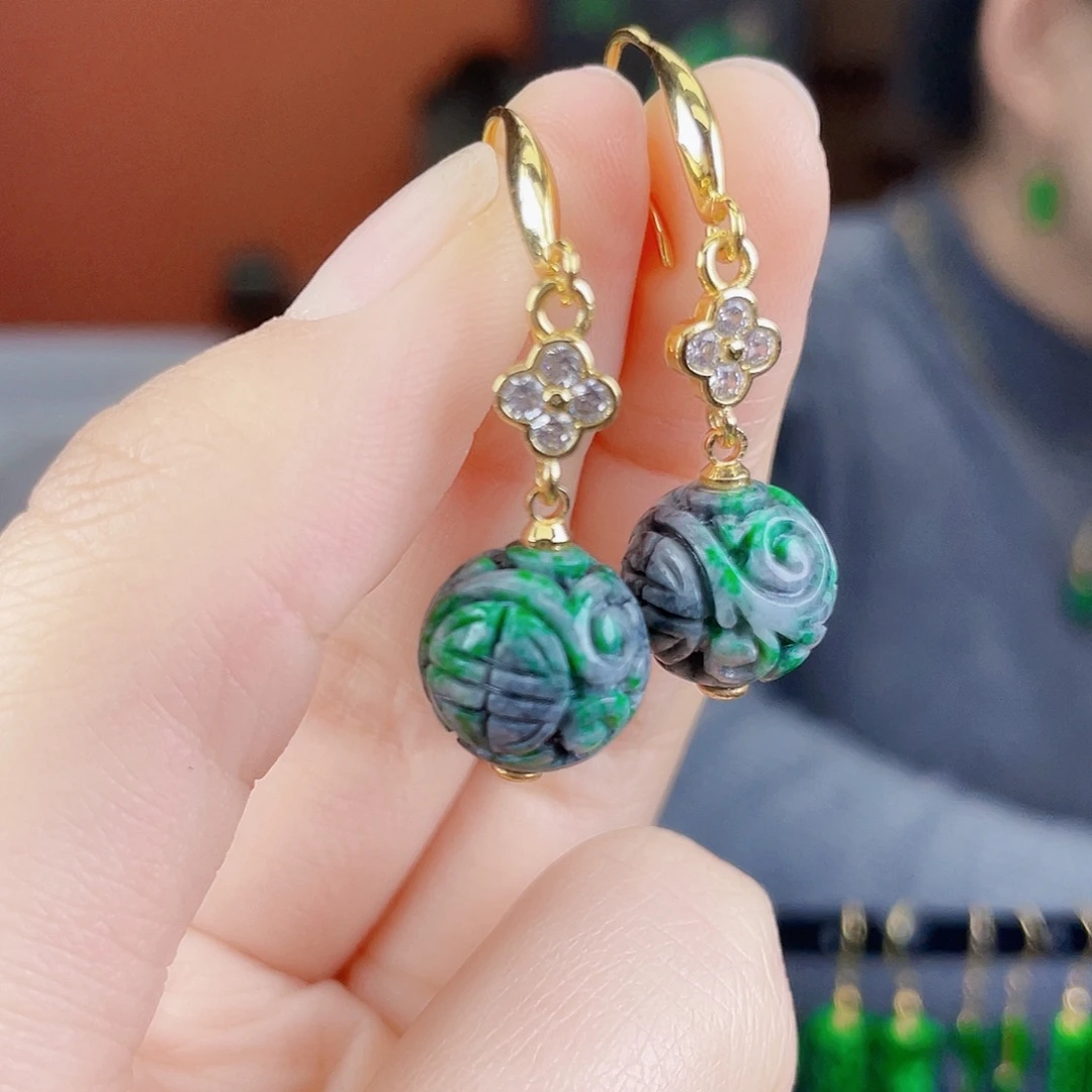 翡翠未镶嵌耳饰饰品