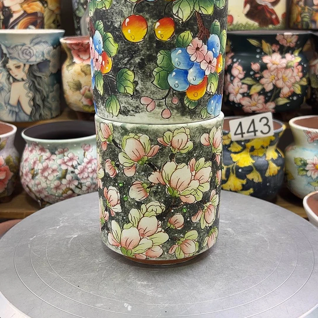 景德镇炫彩手绘口9.5高11.5