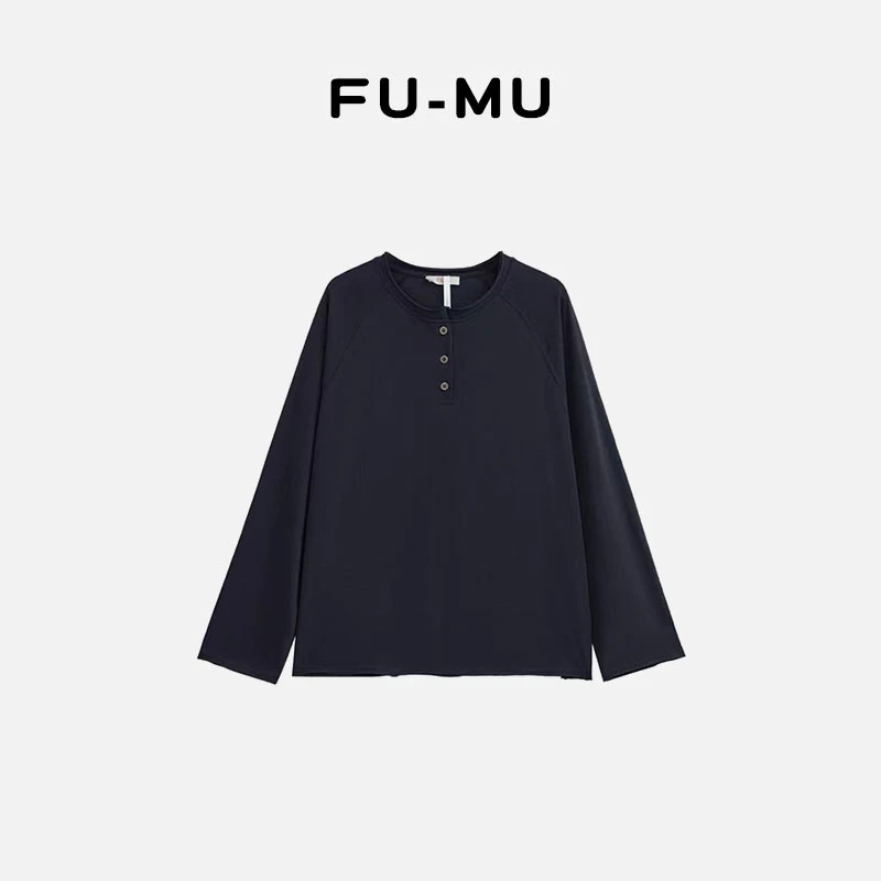 【一一专属】麻感棉亨利领长袖T恤打底衫C05C32